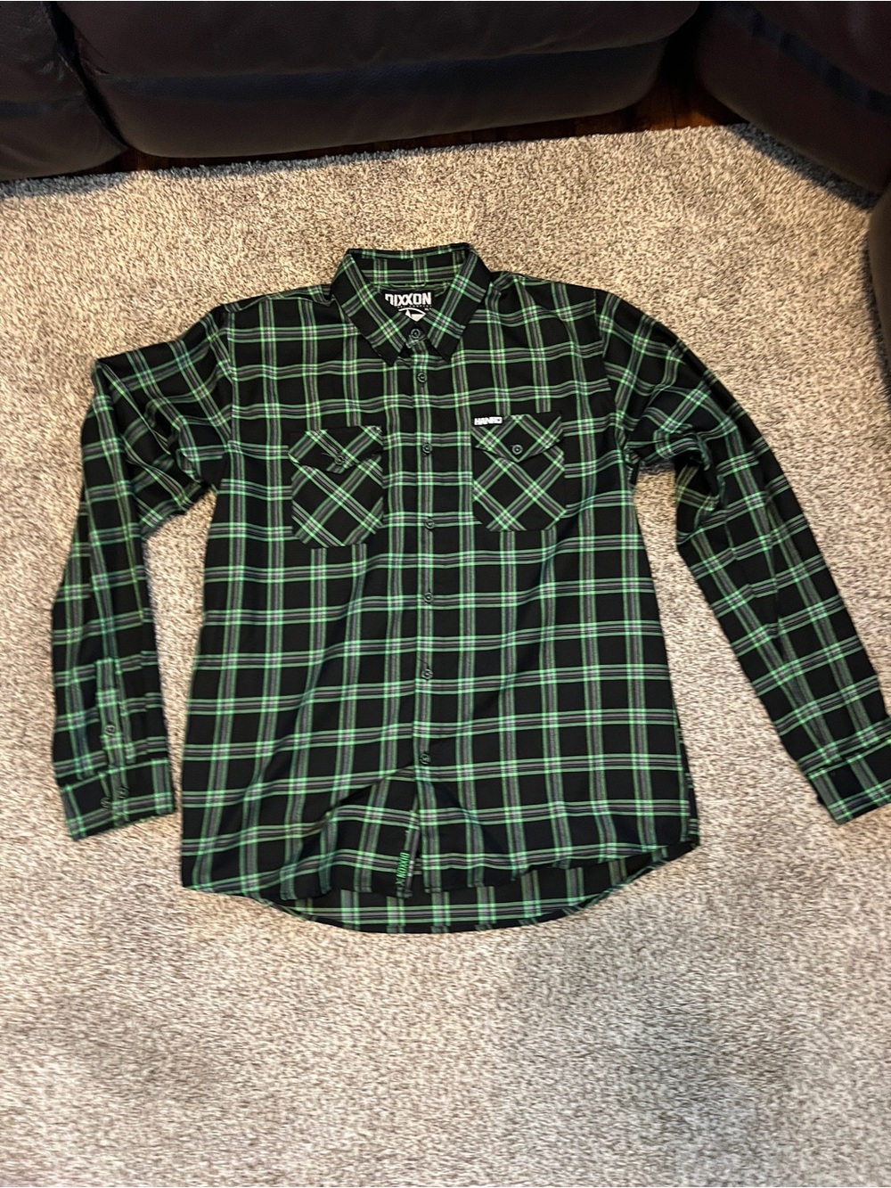 Nixon Black and Green Plaid Button-Down Shirt